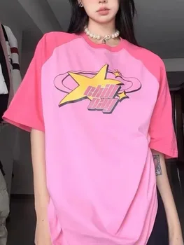 Deeptown Y2k Star T-Särk Naistele Ameerika Retro Vintage Jaapani Harajuku Streetwear Hotsweet Tees Roosa Top 2023 Moe Uus