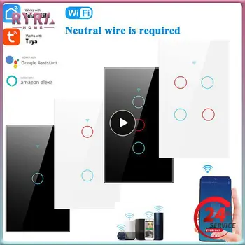 1~5TK Tuya Wifi Smart Touch Light, USA/EL Lüliti Traadita Kaugjuhtimispult LED Valgus Lülitub Nr Neutraalne Traat Vajalik 1-4 Gang Alexa