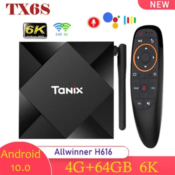 Android 10 TX6S Smart TV Box 4G 32G 64G Allwinner H616 Quad Core 2.4 G/5G Wifi Tugi 4K 6K HD BT Media Player Set Top Box