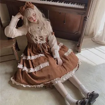 Keskajal Victoria Lolita Cosplay Kleit Bowknot Ingel Puff Nukk Printsess Peokleidid Tüdrukutele Jaapani Kawaii Lolita Kostüüm