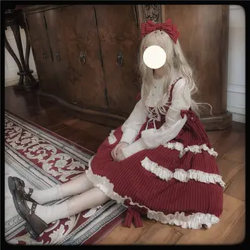 Keskajal Victoria Lolita Cosplay Kleit Bowknot Ingel Puff Nukk Printsess Peokleidid Tüdrukutele Jaapani Kawaii Lolita Kostüüm