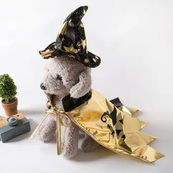 Reguleeritav Pet Cape Stiilne Pet Nõid Cape Müts Komplekt Halloween Teenetemärgi Pidulik Kostüüm Kassid Koerad Armas Lemmikloomad